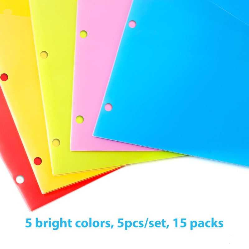 WOT I Plastic 5-tab Dividers with 2 Clear Pockets - 3 Sets, 15 Tabs Binder Dividers for 3 Ring Binder, 5 Fresh Colors - Image 5